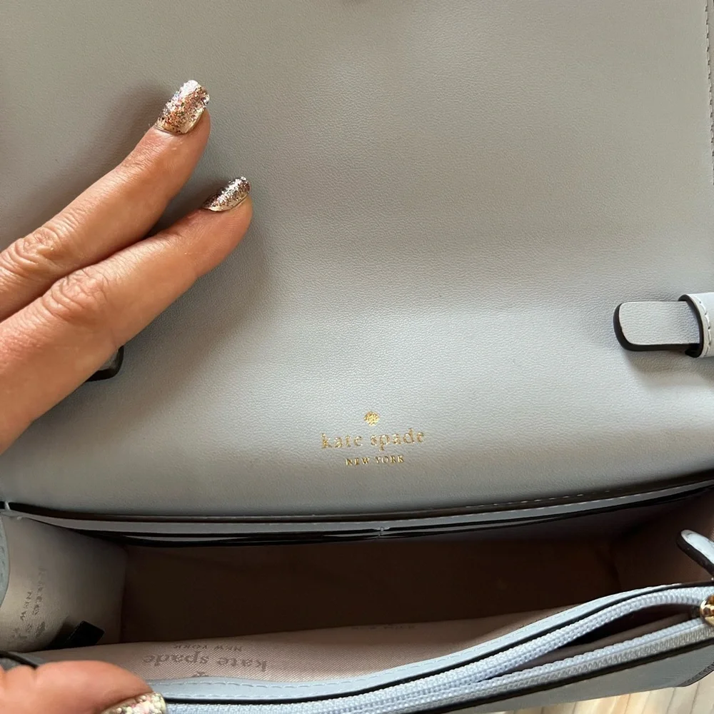 kate spade Light Blue Crossbody Bag with Gold Chain